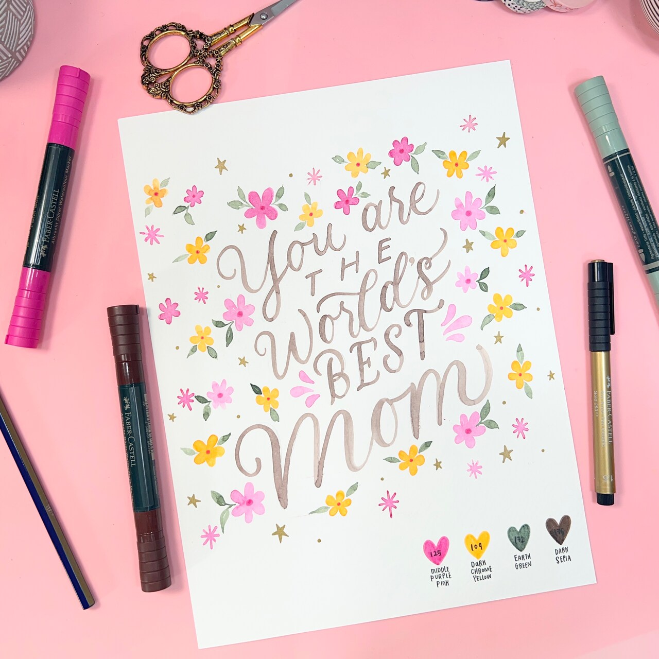 "World's Best Mom" Lettering with Faber-Castell®
